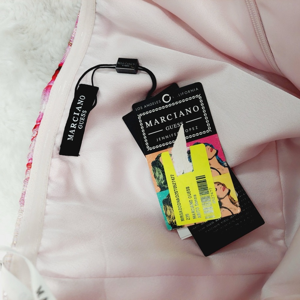 NEW Guess by Marciano Pink Floral Bomb Silk  Strapless Maxi Dress Gown P1791 - Picture 7 of 11
